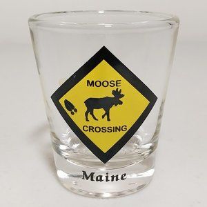 Vintage Maine "Moose Crossing" Shot Glass #S012